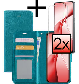NoXx NoXx OnePlus Nord CE4 Hoesje Bookcase Met 2x Screenprotector - Turquoise