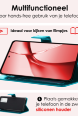 NoXx Hoesje Geschikt voor OnePlus Nord CE4 Hoesje Book Case Hoes Portemonnee Cover Walletcase Met 2x Screenprotector - Hoes Geschikt voor OnePlus Nord CE4 Hoes Bookcase Hoesje - Turquoise