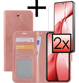 NoXx NoXx OnePlus Nord CE4 Hoesje Bookcase Met 2x Screenprotector - Rose Goud