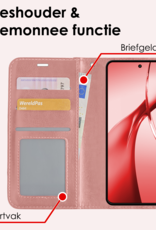 NoXx Hoesje Geschikt voor OnePlus Nord CE4 Hoesje Book Case Hoes Portemonnee Cover Walletcase Met 2x Screenprotector - Hoes Geschikt voor OnePlus Nord CE4 Hoes Bookcase Hoesje - Rosé goud