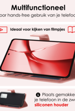 NoXx Hoesje Geschikt voor OnePlus Nord CE4 Hoesje Book Case Hoes Portemonnee Cover Walletcase Met 2x Screenprotector - Hoes Geschikt voor OnePlus Nord CE4 Hoes Bookcase Hoesje - Rosé goud