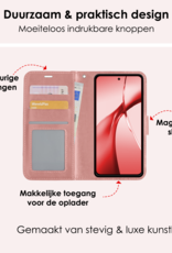 NoXx Hoesje Geschikt voor OnePlus Nord CE4 Hoesje Book Case Hoes Portemonnee Cover Walletcase Met 2x Screenprotector - Hoes Geschikt voor OnePlus Nord CE4 Hoes Bookcase Hoesje - Rosé goud