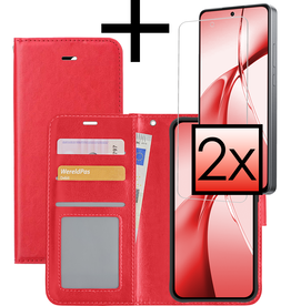 NoXx NoXx OnePlus Nord CE4 Hoesje Bookcase Met 2x Screenprotector - Rood
