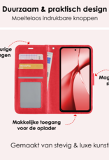 NoXx Hoesje Geschikt voor OnePlus Nord CE4 Hoesje Book Case Hoes Portemonnee Cover Walletcase Met 2x Screenprotector - Hoes Geschikt voor OnePlus Nord CE4 Hoes Bookcase Hoesje - Rood