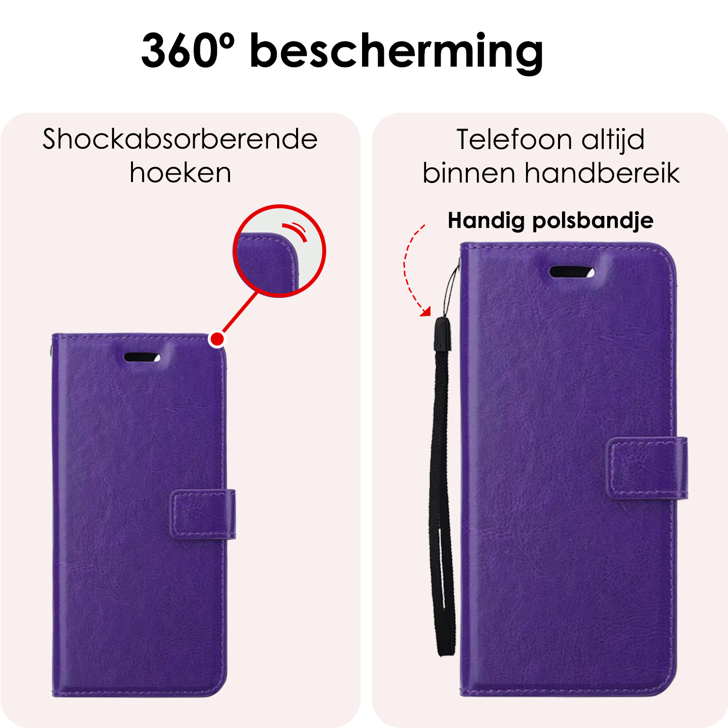 NoXx Hoesje Geschikt voor OnePlus Nord CE4 Hoesje Book Case Hoes Portemonnee Cover Walletcase Met 2x Screenprotector - Hoes Geschikt voor OnePlus Nord CE4 Hoes Bookcase Hoesje - Paars