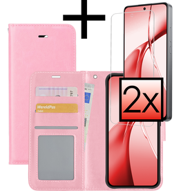 NoXx NoXx OnePlus Nord CE4 Hoesje Bookcase Met 2x Screenprotector - Lichtroze