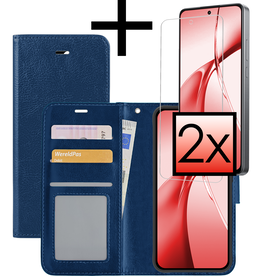 NoXx NoXx OnePlus Nord CE4 Hoesje Bookcase Met 2x Screenprotector - Donkerblauw