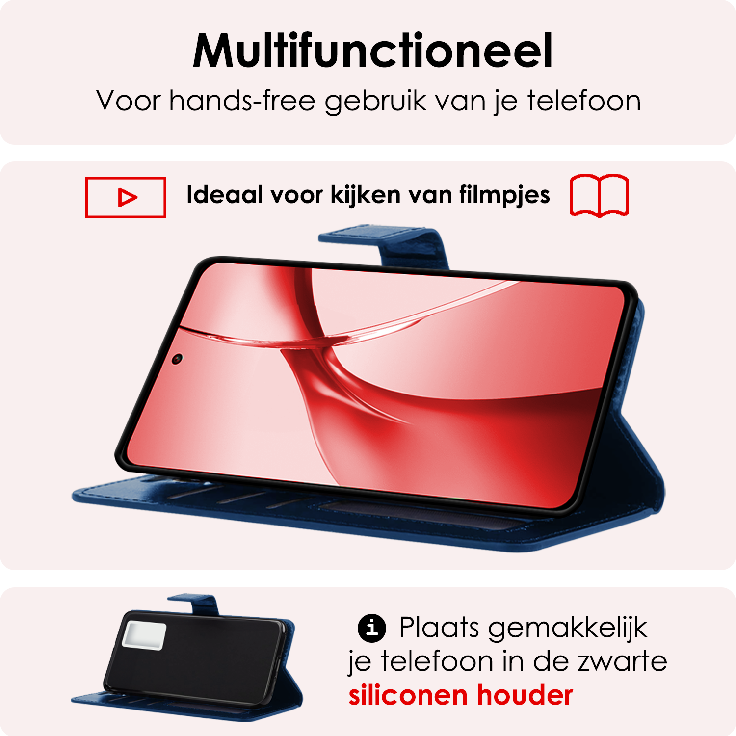 NoXx Hoesje Geschikt voor OnePlus Nord CE4 Hoesje Book Case Hoes Portemonnee Cover Walletcase Met 2x Screenprotector - Hoes Geschikt voor OnePlus Nord CE4 Hoes Bookcase Hoesje - Donkerblauw