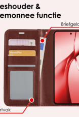 NoXx Hoesje Geschikt voor OnePlus Nord CE4 Hoesje Book Case Hoes Portemonnee Cover Walletcase Met 2x Screenprotector - Hoes Geschikt voor OnePlus Nord CE4 Hoes Bookcase Hoesje - Bruin