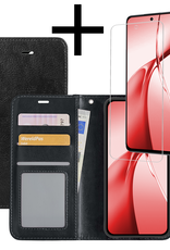 NoXx Hoesje Geschikt voor OnePlus Nord CE4 Hoesje Book Case Hoes Portemonnee Cover Walletcase Met Screenprotector - Hoes Geschikt voor OnePlus Nord CE4 Hoes Bookcase Hoesje - Zwart