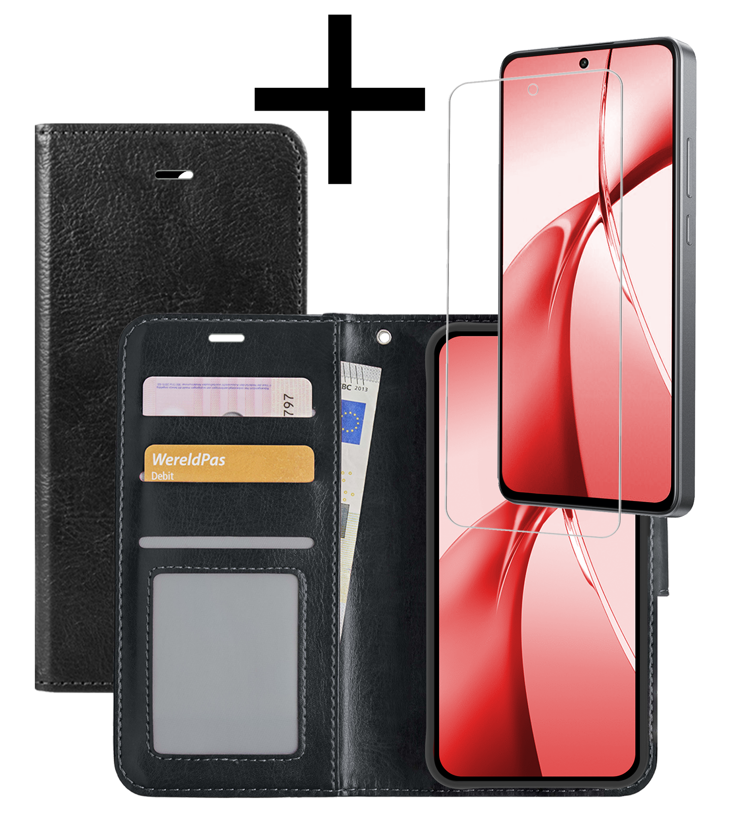 NoXx Hoesje Geschikt voor OnePlus Nord CE4 Hoesje Book Case Hoes Portemonnee Cover Walletcase Met Screenprotector - Hoes Geschikt voor OnePlus Nord CE4 Hoes Bookcase Hoesje - Zwart