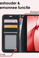 NoXx Hoesje Geschikt voor OnePlus Nord CE4 Hoesje Book Case Hoes Portemonnee Cover Walletcase Met Screenprotector - Hoes Geschikt voor OnePlus Nord CE4 Hoes Bookcase Hoesje - Zwart