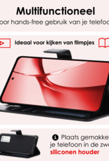 NoXx Hoesje Geschikt voor OnePlus Nord CE4 Hoesje Book Case Hoes Portemonnee Cover Walletcase Met Screenprotector - Hoes Geschikt voor OnePlus Nord CE4 Hoes Bookcase Hoesje - Zwart