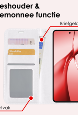 NoXx Hoesje Geschikt voor OnePlus Nord CE4 Hoesje Book Case Hoes Portemonnee Cover Walletcase Met Screenprotector - Hoes Geschikt voor OnePlus Nord CE4 Hoes Bookcase Hoesje - Wit