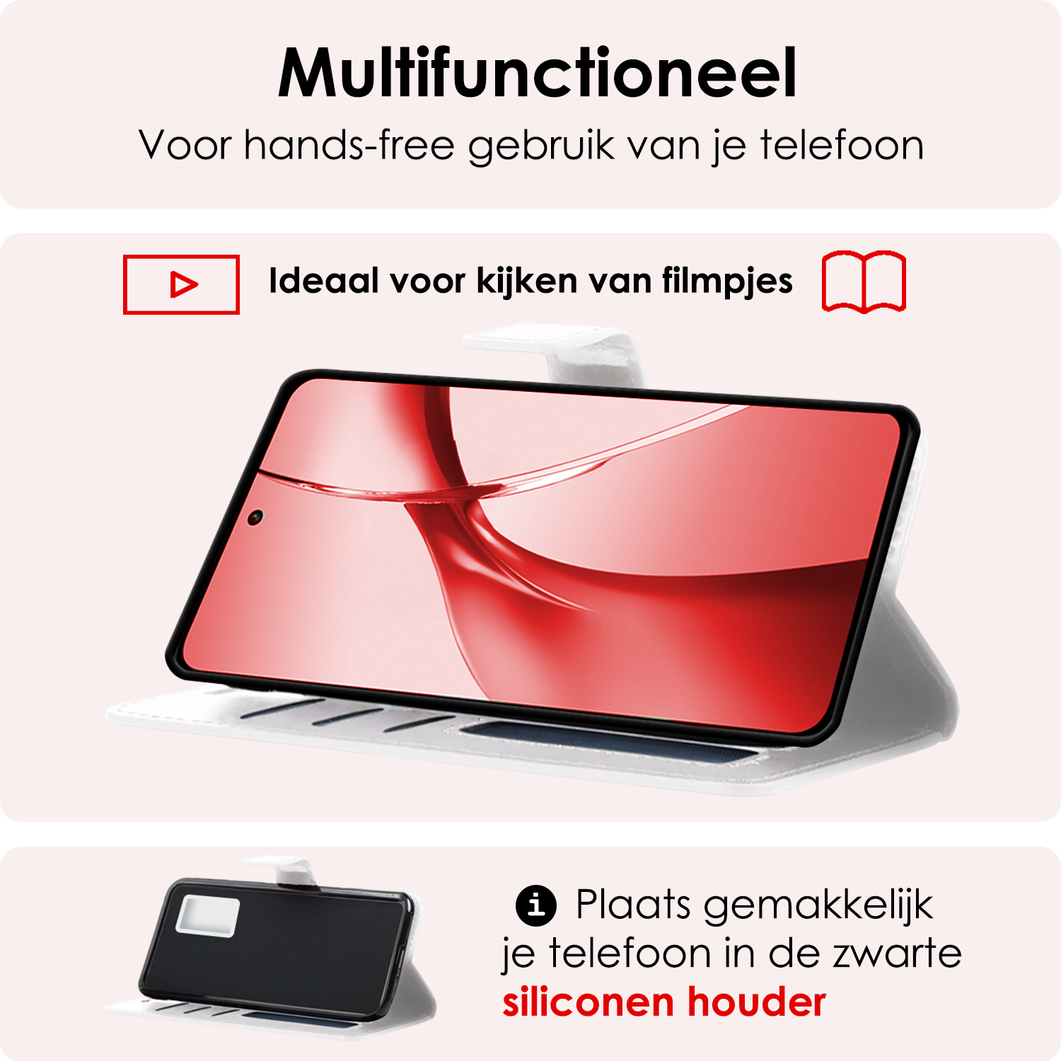 NoXx Hoesje Geschikt voor OnePlus Nord CE4 Hoesje Book Case Hoes Portemonnee Cover Walletcase Met Screenprotector - Hoes Geschikt voor OnePlus Nord CE4 Hoes Bookcase Hoesje - Wit