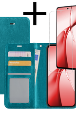 NoXx Hoesje Geschikt voor OnePlus Nord CE4 Hoesje Book Case Hoes Portemonnee Cover Walletcase Met Screenprotector - Hoes Geschikt voor OnePlus Nord CE4 Hoes Bookcase Hoesje - Turquoise