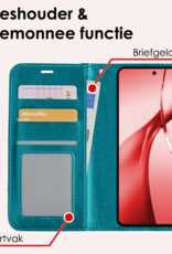 NoXx Hoesje Geschikt voor OnePlus Nord CE4 Hoesje Book Case Hoes Portemonnee Cover Walletcase Met Screenprotector - Hoes Geschikt voor OnePlus Nord CE4 Hoes Bookcase Hoesje - Turquoise
