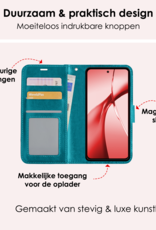 NoXx Hoesje Geschikt voor OnePlus Nord CE4 Hoesje Book Case Hoes Portemonnee Cover Walletcase Met Screenprotector - Hoes Geschikt voor OnePlus Nord CE4 Hoes Bookcase Hoesje - Turquoise