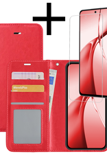 NoXx Hoesje Geschikt voor OnePlus Nord CE4 Hoesje Book Case Hoes Portemonnee Cover Walletcase Met Screenprotector - Hoes Geschikt voor OnePlus Nord CE4 Hoes Bookcase Hoesje - Rood