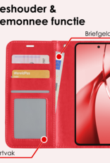 NoXx Hoesje Geschikt voor OnePlus Nord CE4 Hoesje Book Case Hoes Portemonnee Cover Walletcase Met Screenprotector - Hoes Geschikt voor OnePlus Nord CE4 Hoes Bookcase Hoesje - Rood