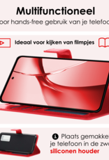 NoXx Hoesje Geschikt voor OnePlus Nord CE4 Hoesje Book Case Hoes Portemonnee Cover Walletcase Met Screenprotector - Hoes Geschikt voor OnePlus Nord CE4 Hoes Bookcase Hoesje - Rood