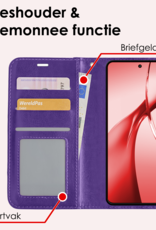NoXx Hoesje Geschikt voor OnePlus Nord CE4 Hoesje Book Case Hoes Portemonnee Cover Walletcase Met Screenprotector - Hoes Geschikt voor OnePlus Nord CE4 Hoes Bookcase Hoesje - Paars