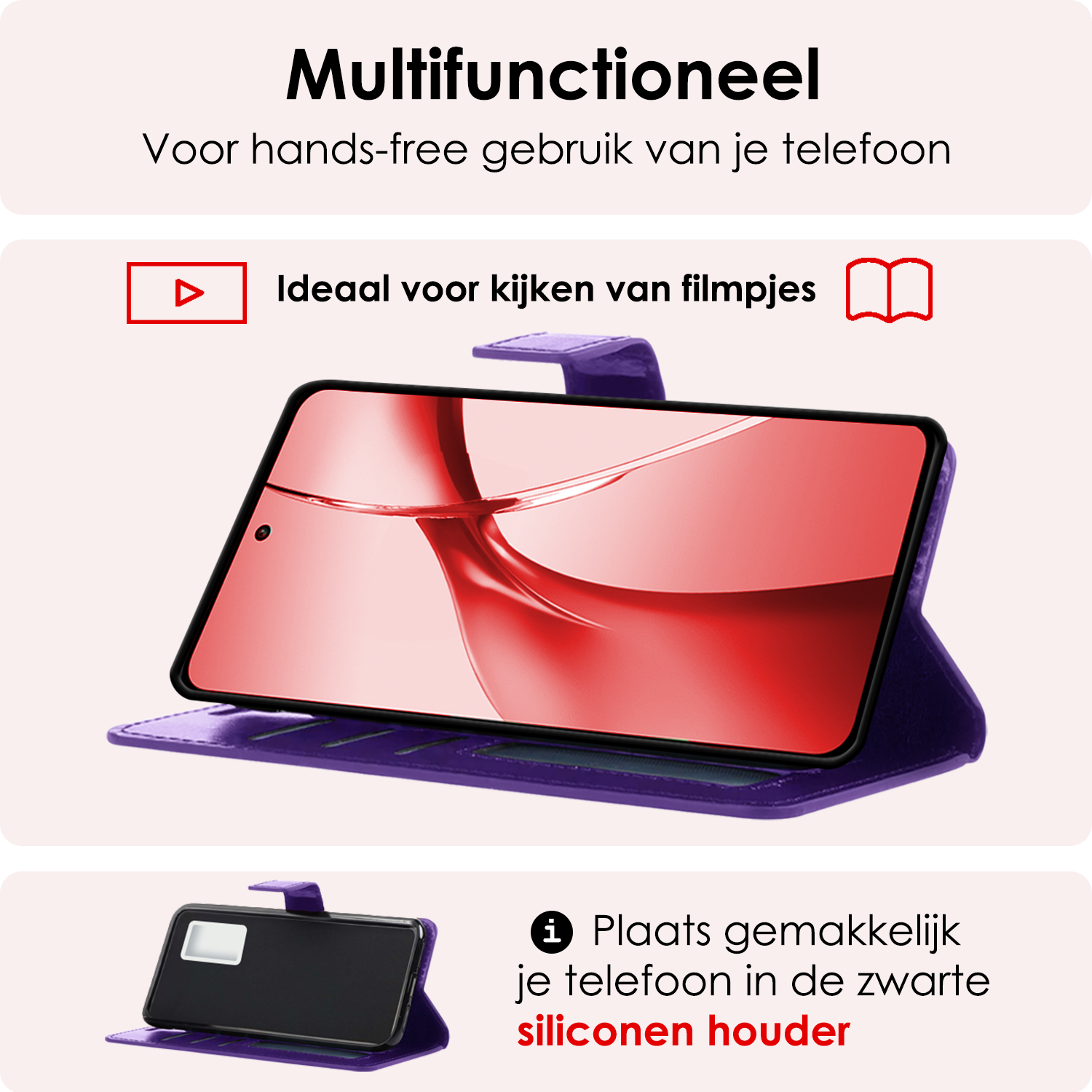 NoXx Hoesje Geschikt voor OnePlus Nord CE4 Hoesje Book Case Hoes Portemonnee Cover Walletcase Met Screenprotector - Hoes Geschikt voor OnePlus Nord CE4 Hoes Bookcase Hoesje - Paars