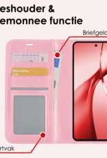 NoXx Hoesje Geschikt voor OnePlus Nord CE4 Hoesje Book Case Hoes Portemonnee Cover Walletcase Met Screenprotector - Hoes Geschikt voor OnePlus Nord CE4 Hoes Bookcase Hoesje - Lichtroze