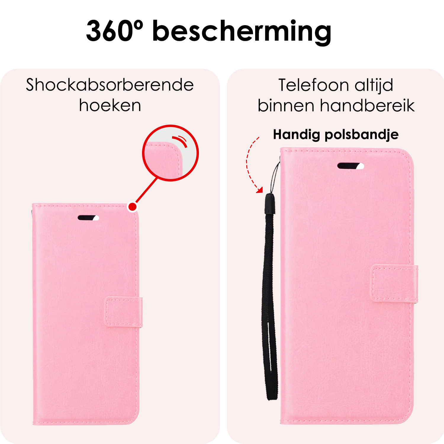 NoXx Hoesje Geschikt voor OnePlus Nord CE4 Hoesje Book Case Hoes Portemonnee Cover Walletcase Met Screenprotector - Hoes Geschikt voor OnePlus Nord CE4 Hoes Bookcase Hoesje - Lichtroze