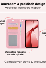 NoXx Hoesje Geschikt voor OnePlus Nord CE4 Hoesje Book Case Hoes Portemonnee Cover Walletcase Met Screenprotector - Hoes Geschikt voor OnePlus Nord CE4 Hoes Bookcase Hoesje - Lichtroze