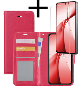 NoXx NoXx OnePlus Nord CE4 Hoesje Bookcase Met Screenprotector - Donkerroze