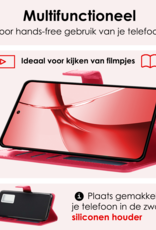 NoXx Hoesje Geschikt voor OnePlus Nord CE4 Hoesje Book Case Hoes Portemonnee Cover Walletcase Met Screenprotector - Hoes Geschikt voor OnePlus Nord CE4 Hoes Bookcase Hoesje - Donkerroze