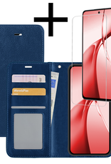 NoXx Hoesje Geschikt voor OnePlus Nord CE4 Hoesje Book Case Hoes Portemonnee Cover Walletcase Met Screenprotector - Hoes Geschikt voor OnePlus Nord CE4 Hoes Bookcase Hoesje - Donkerblauw