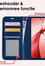 NoXx Hoesje Geschikt voor OnePlus Nord CE4 Hoesje Book Case Hoes Portemonnee Cover Walletcase Met Screenprotector - Hoes Geschikt voor OnePlus Nord CE4 Hoes Bookcase Hoesje - Donkerblauw