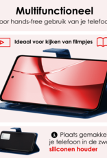 NoXx Hoesje Geschikt voor OnePlus Nord CE4 Hoesje Book Case Hoes Portemonnee Cover Walletcase Met Screenprotector - Hoes Geschikt voor OnePlus Nord CE4 Hoes Bookcase Hoesje - Donkerblauw