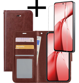 NoXx NoXx OnePlus Nord CE4 Hoesje Bookcase Met Screenprotector - Bruin