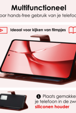 NoXx Hoesje Geschikt voor OnePlus Nord CE4 Hoesje Book Case Hoes Portemonnee Cover Walletcase Met Screenprotector - Hoes Geschikt voor OnePlus Nord CE4 Hoes Bookcase Hoesje - Bruin