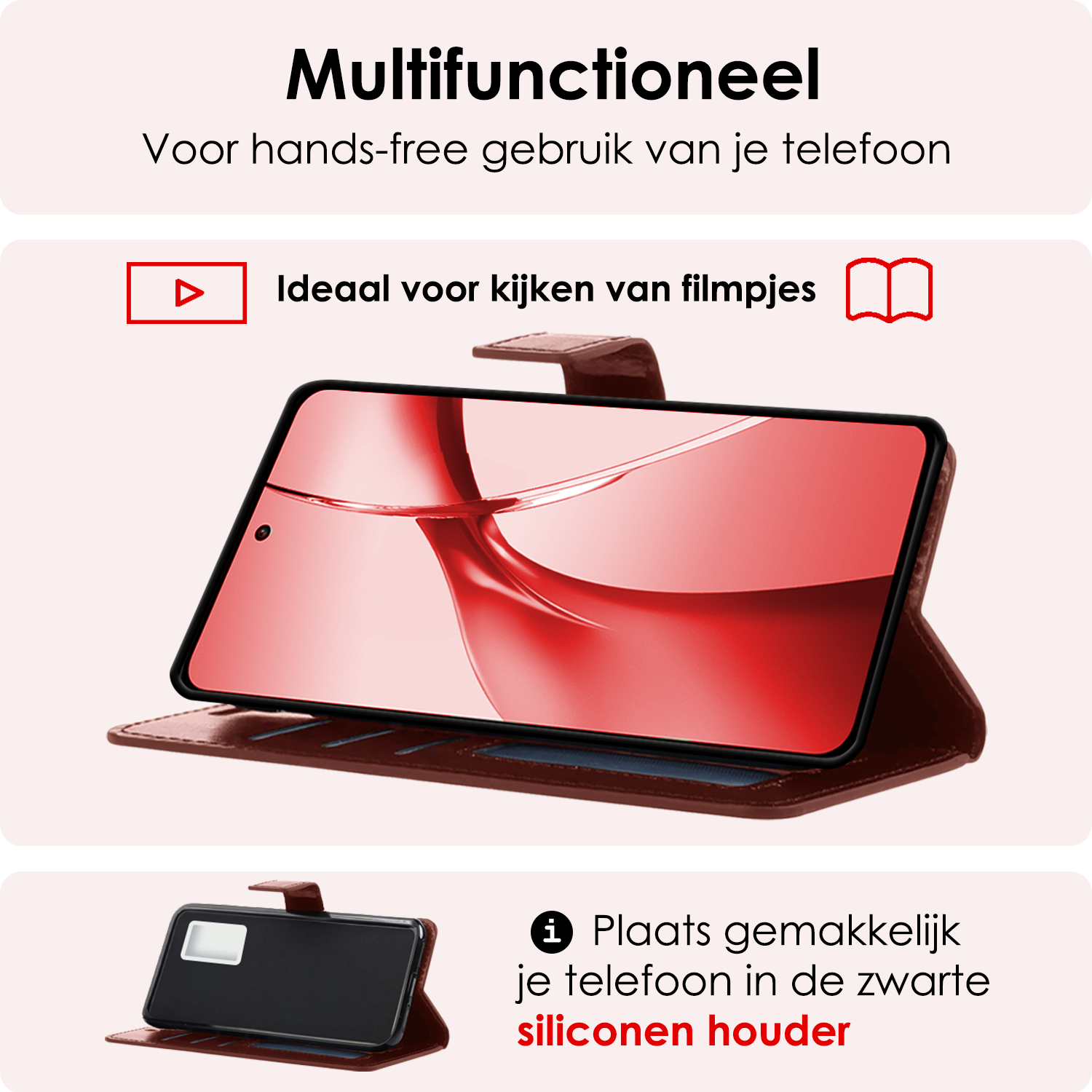 NoXx Hoesje Geschikt voor OnePlus Nord CE4 Hoesje Book Case Hoes Portemonnee Cover Walletcase Met Screenprotector - Hoes Geschikt voor OnePlus Nord CE4 Hoes Bookcase Hoesje - Bruin