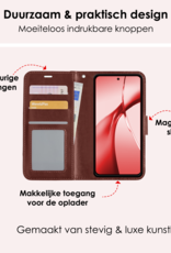 NoXx Hoesje Geschikt voor OnePlus Nord CE4 Hoesje Book Case Hoes Portemonnee Cover Walletcase Met Screenprotector - Hoes Geschikt voor OnePlus Nord CE4 Hoes Bookcase Hoesje - Bruin