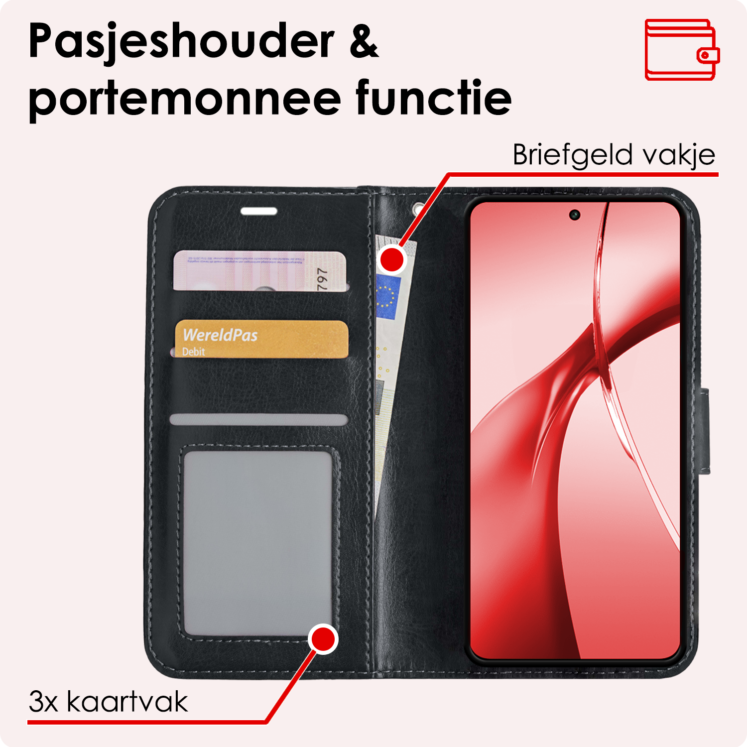 NoXx Hoesje Geschikt voor OnePlus Nord CE4 Hoesje Book Case Hoes Portemonnee Cover Walletcase - Hoes Geschikt voor OnePlus Nord CE4 Hoes Bookcase Hoesje - Zwart