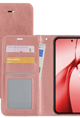 NoXx Hoesje Geschikt voor OnePlus Nord CE4 Hoesje Book Case Hoes Portemonnee Cover Walletcase - Hoes Geschikt voor OnePlus Nord CE4 Hoes Bookcase Hoesje - Rosé goud