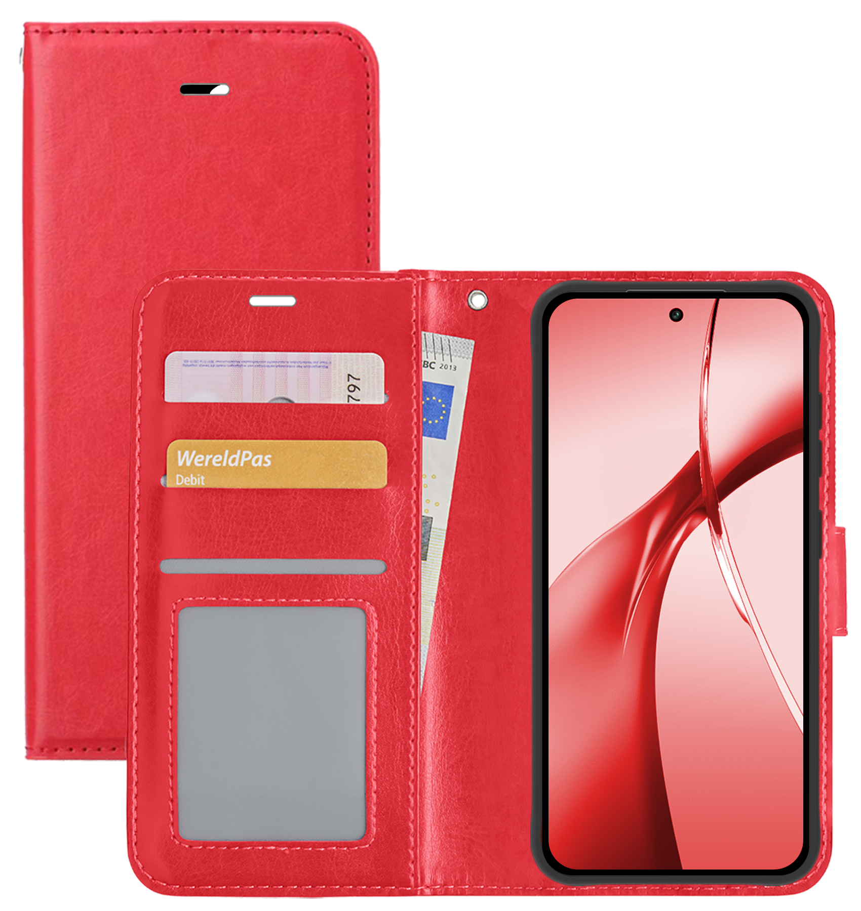 NoXx Hoesje Geschikt voor OnePlus Nord CE4 Hoesje Book Case Hoes Portemonnee Cover Walletcase - Hoes Geschikt voor OnePlus Nord CE4 Hoes Bookcase Hoesje - Rood