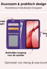 NoXx Hoesje Geschikt voor OnePlus Nord CE4 Hoesje Book Case Hoes Portemonnee Cover Walletcase - Hoes Geschikt voor OnePlus Nord CE4 Hoes Bookcase Hoesje - Paars