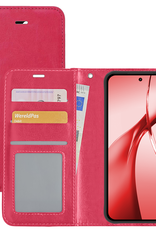 NoXx Hoesje Geschikt voor OnePlus Nord CE4 Hoesje Book Case Hoes Portemonnee Cover Walletcase - Hoes Geschikt voor OnePlus Nord CE4 Hoes Bookcase Hoesje - Donkerroze