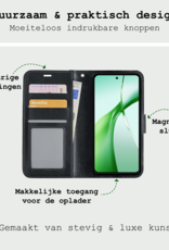 BASEY. Hoesje Geschikt voor OnePlus Nord CE4 Hoesje Book Case Hoes Portemonnee Cover Walletcase Met 2x Screenprotector - Hoes Geschikt voor OnePlus Nord CE4 Hoes Bookcase Hoesje - Zwart