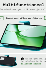 BASEY. Hoesje Geschikt voor OnePlus Nord CE4 Hoesje Book Case Hoes Portemonnee Cover Walletcase Met 2x Screenprotector - Hoes Geschikt voor OnePlus Nord CE4 Hoes Bookcase Hoesje - Turquoise