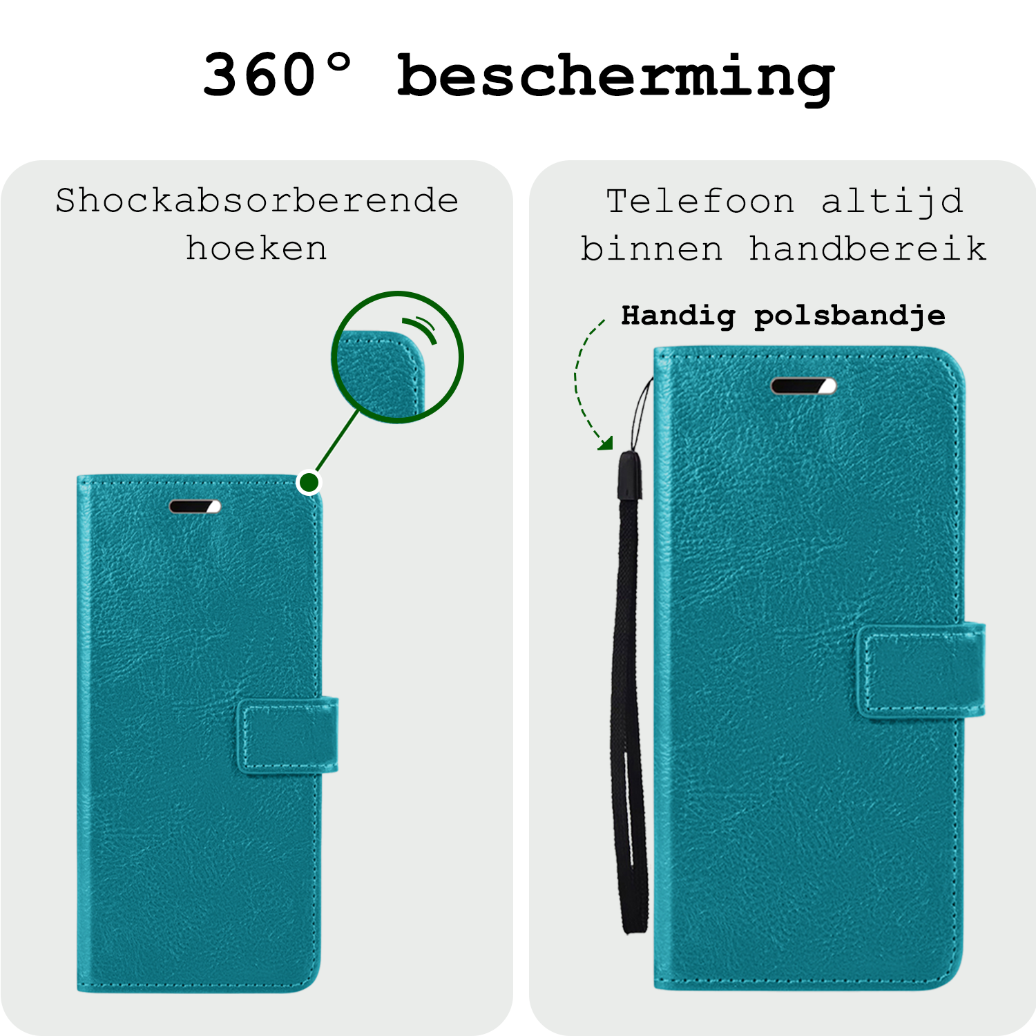 BASEY. Hoesje Geschikt voor OnePlus Nord CE4 Hoesje Book Case Hoes Portemonnee Cover Walletcase Met 2x Screenprotector - Hoes Geschikt voor OnePlus Nord CE4 Hoes Bookcase Hoesje - Turquoise