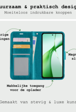 BASEY. Hoesje Geschikt voor OnePlus Nord CE4 Hoesje Book Case Hoes Portemonnee Cover Walletcase Met 2x Screenprotector - Hoes Geschikt voor OnePlus Nord CE4 Hoes Bookcase Hoesje - Turquoise