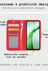 BASEY. Hoesje Geschikt voor OnePlus Nord CE4 Hoesje Book Case Hoes Portemonnee Cover Walletcase Met 2x Screenprotector - Hoes Geschikt voor OnePlus Nord CE4 Hoes Bookcase Hoesje - Rood