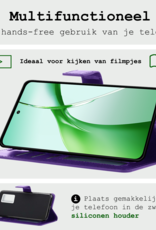 BASEY. Hoesje Geschikt voor OnePlus Nord CE4 Hoesje Book Case Hoes Portemonnee Cover Walletcase Met 2x Screenprotector - Hoes Geschikt voor OnePlus Nord CE4 Hoes Bookcase Hoesje - Paars